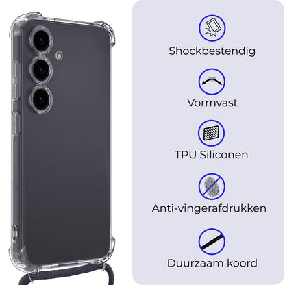 Samsung S24 Plus Hoesje met Koord Siliconen - Transparant