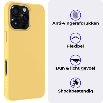 iPhone 16 Pro Max Hoesje Siliconen Backcover Lichtgewicht - Geel