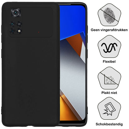 Xiaomi Poco X4 Pro 5G Hoesje Siliconen Backcover Lichtgewicht - Zwart