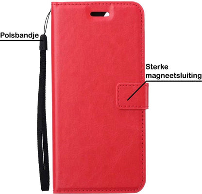 Samsung A72 5G Hoesje Bookcase Cover met Kaarthouder - Rood
