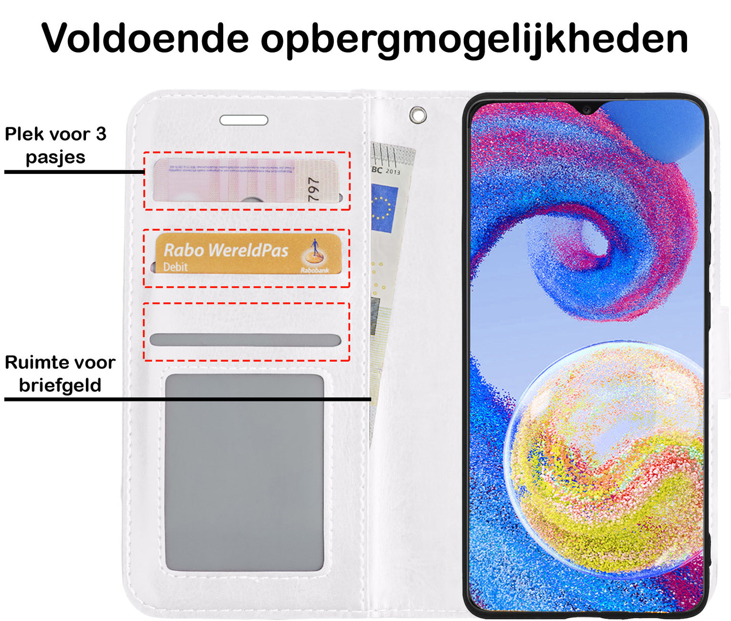 Samsung A04s Hoesje Book Case Kunstleer - Wit