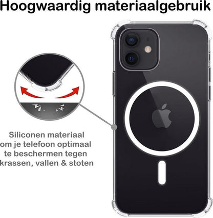 iPhone 12 Hoesje Geschikt voor Magsafe Backcover Shockproof - Transparant