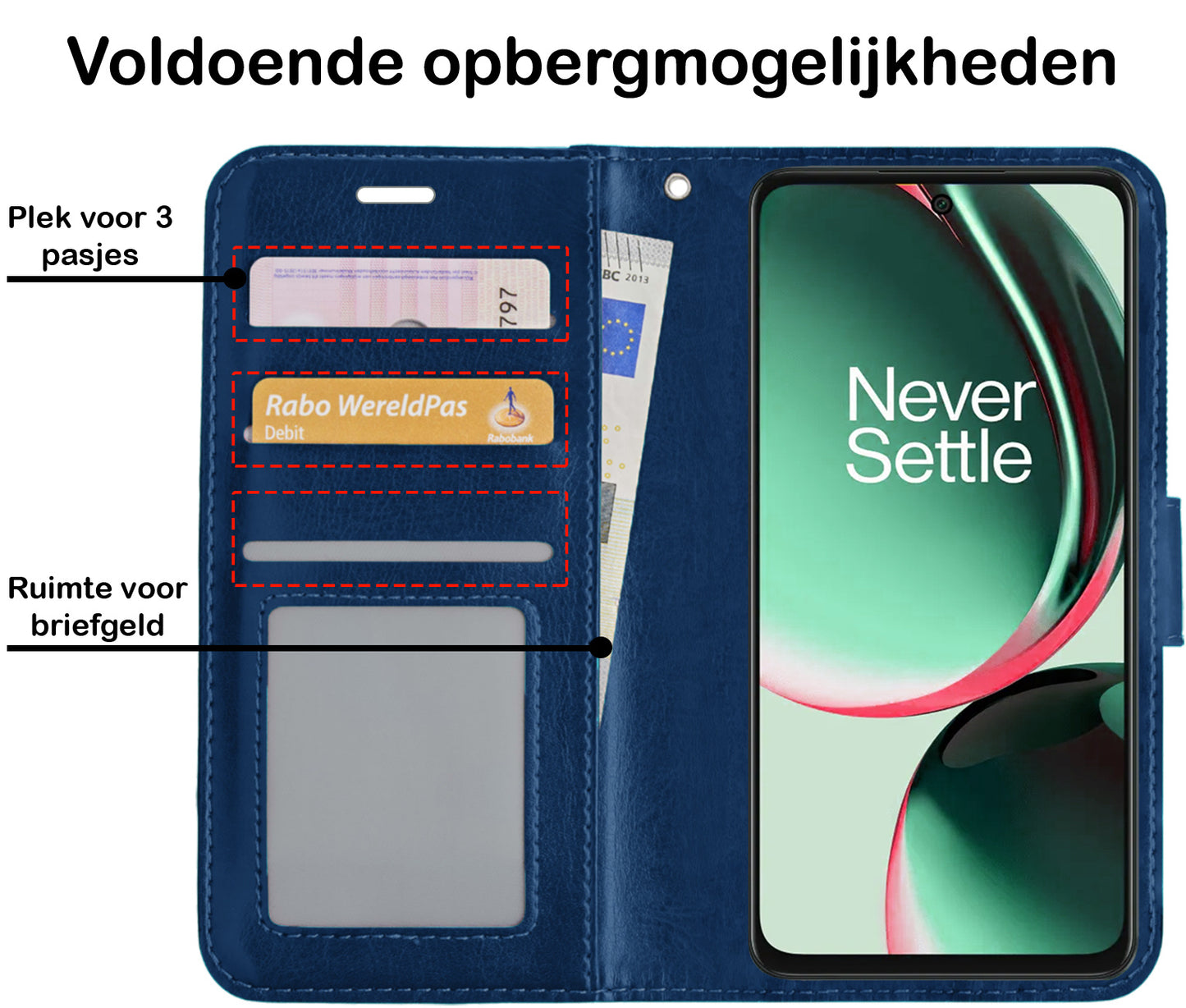 OnePlus Nord CE 3 Lite Hoesje Book Case Kunstleer - Donkerblauw