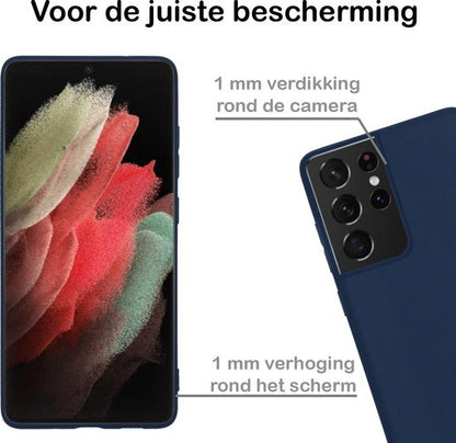 Samsung S21 Ultra Hoesje Siliconen Backcover Lichtgewicht - Donkerblauw