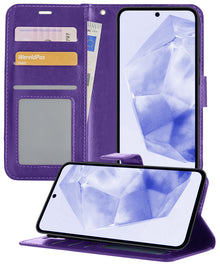 Samsung A35 Hoesje Bookcase Cover met Kaarthouder - Paars