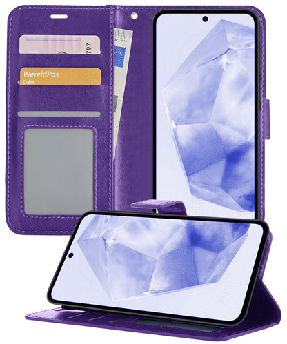 Samsung A35 Hoesje Bookcase Cover met Kaarthouder - Paars