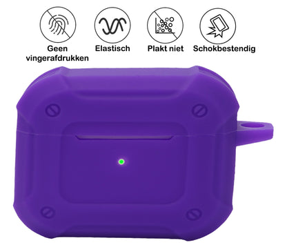 AirPods 3 Hoesje Shock Proof Case Siliconen met Clip - Paars