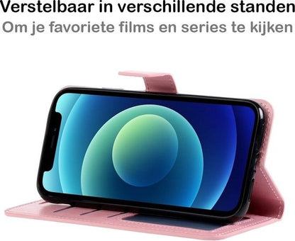 iPhone 12 Pro Hoesje Book Case Kunstleer - Lichtroze