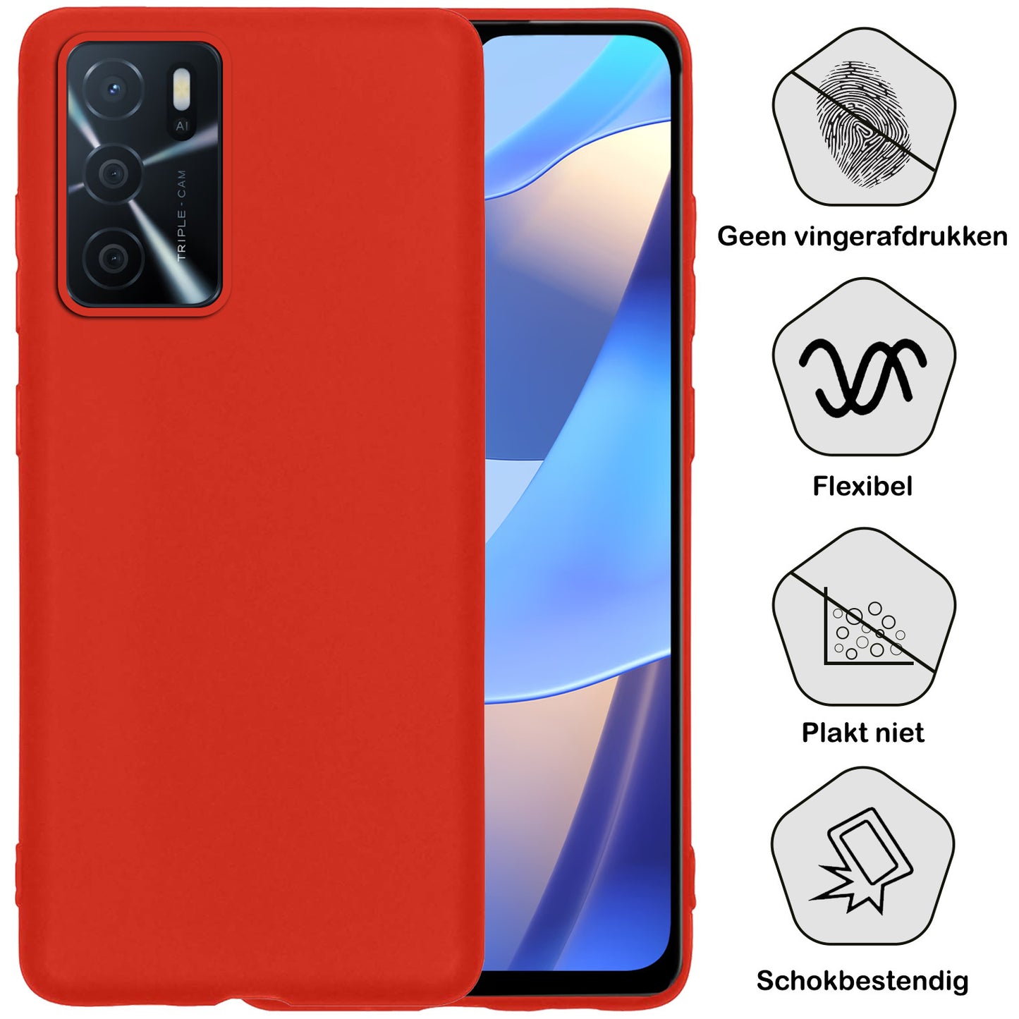 OPPO A16s Hoesje Siliconen - Rood