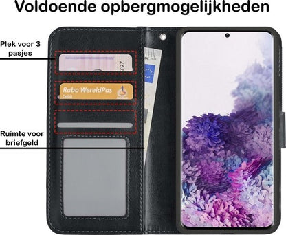 Samsung S20 Hoesje Bookcase Cover met Kaarthouder - Zwart