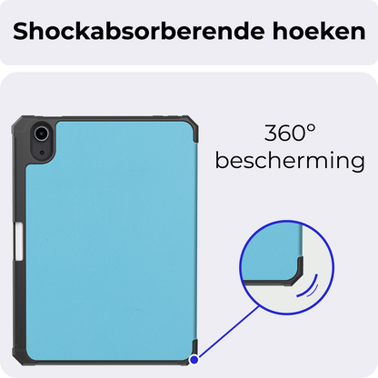 iPad Mini 7 Trifold Bookcase Hoes met Penhouder voor Apple Pen - Lichtblauw