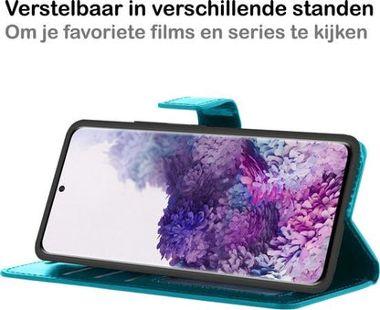 Samsung S20 Ultra Hoesje Bookcase Cover met Kaarthouder - Turquoise