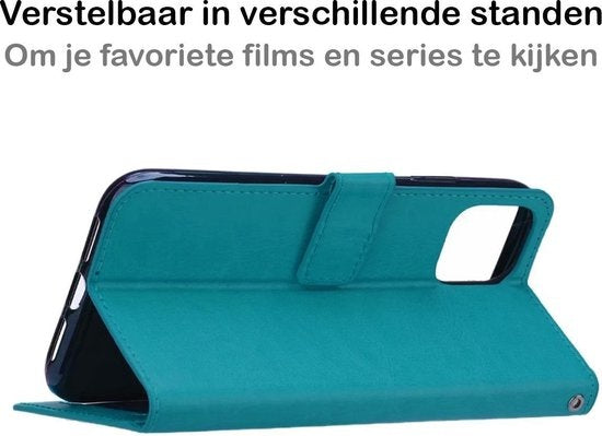 iPhone 12 Pro Hoesje Book Case Kunstleer - Turquoise