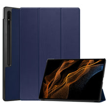 Samsung Galaxy Tab S9 Ultra Trifold Bookcase Hoes met Penhouder voor S Pen - Donkerblauw