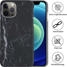 iPhone 12 Pro Max Hoesje Marmer Hard Case Cover - Zwart