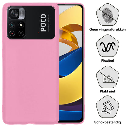 Xiaomi Poco M4 Pro 5G Hoesje Siliconen Backcover Lichtgewicht - Lichtroze