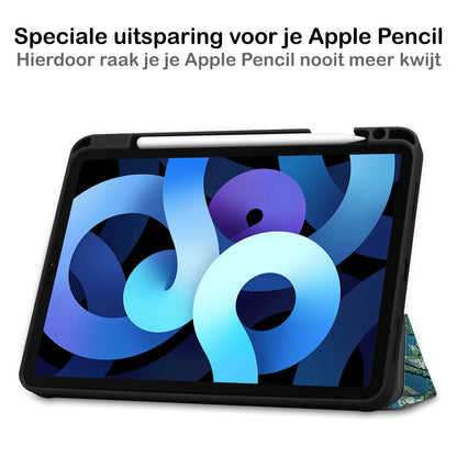 iPad Air 2022 Trifold Bookcase Hoes met Penhouder voor Apple Pen - Bloesem
