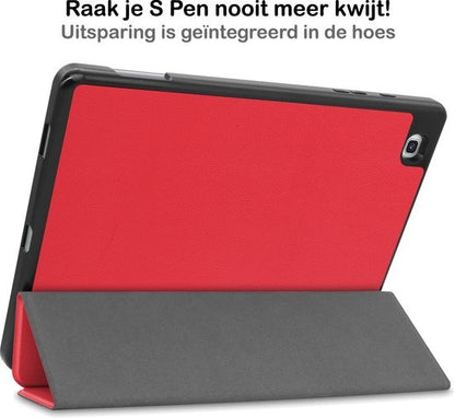 Samsung Galaxy Tab S6 Lite Trifold Bookcase Hoes met Penhouder voor S Pen - Rood