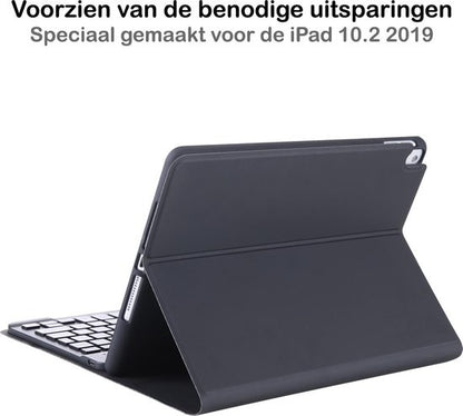 iPad 10.2 2019 Toetsenbord Hoes met Uitneembaar toetsenbord - Zwart