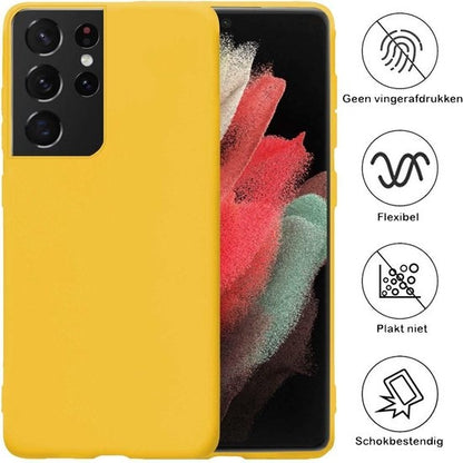 Samsung S21 Ultra Hoesje Siliconen Backcover Lichtgewicht - Geel