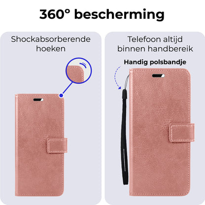 Samsung A35 Hoesje Bookcase Cover met Kaarthouder - Rosé goud