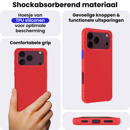 iPhone 18 Pro Max Hoesje Siliconen Backcover Lichtgewicht - Rood