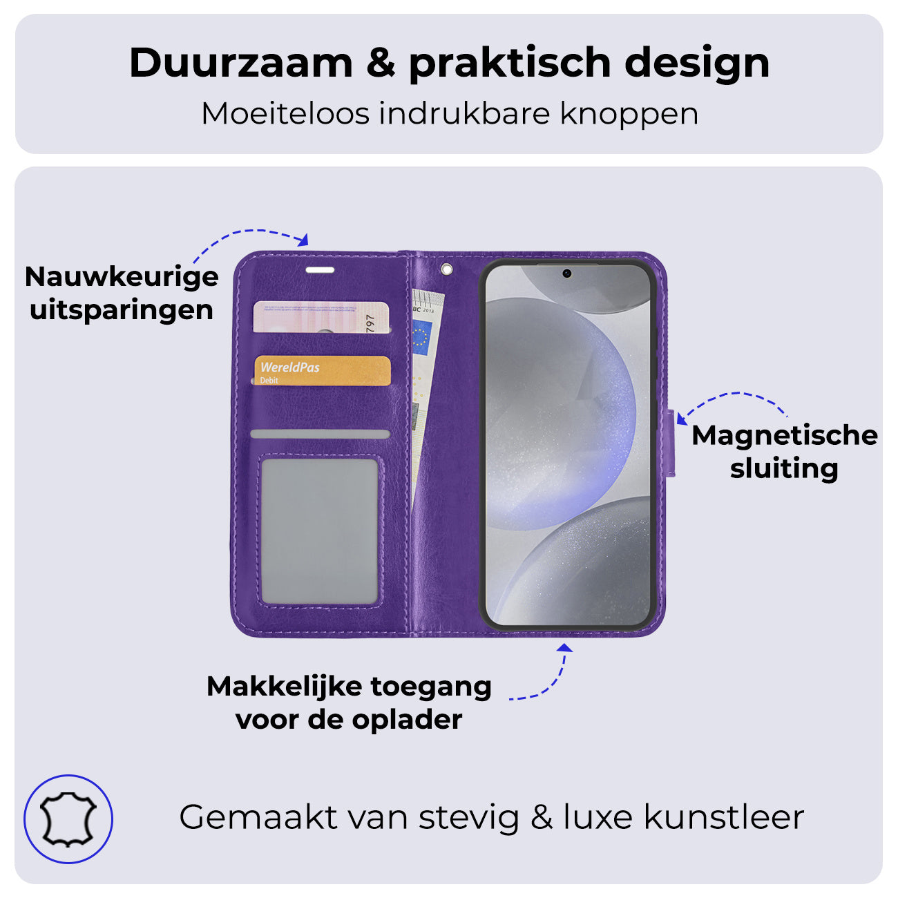 Samsung S24 Hoesje Book Case Kunstleer - Paars