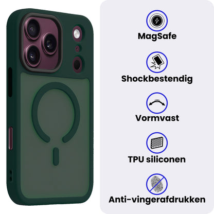 iPhone 18 Pro Hoesje Geschikt voor Magsafe Backcover Shockproof - Donkergroen
