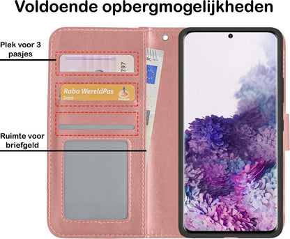 Samsung S20 Plus Hoesje Bookcase Cover met Kaarthouder - Rosé goud