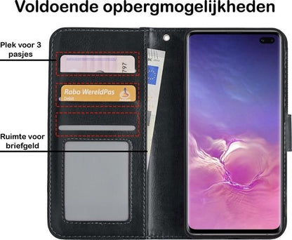 Samsung S10 Hoesje Book Case Kunstleer - Zwart