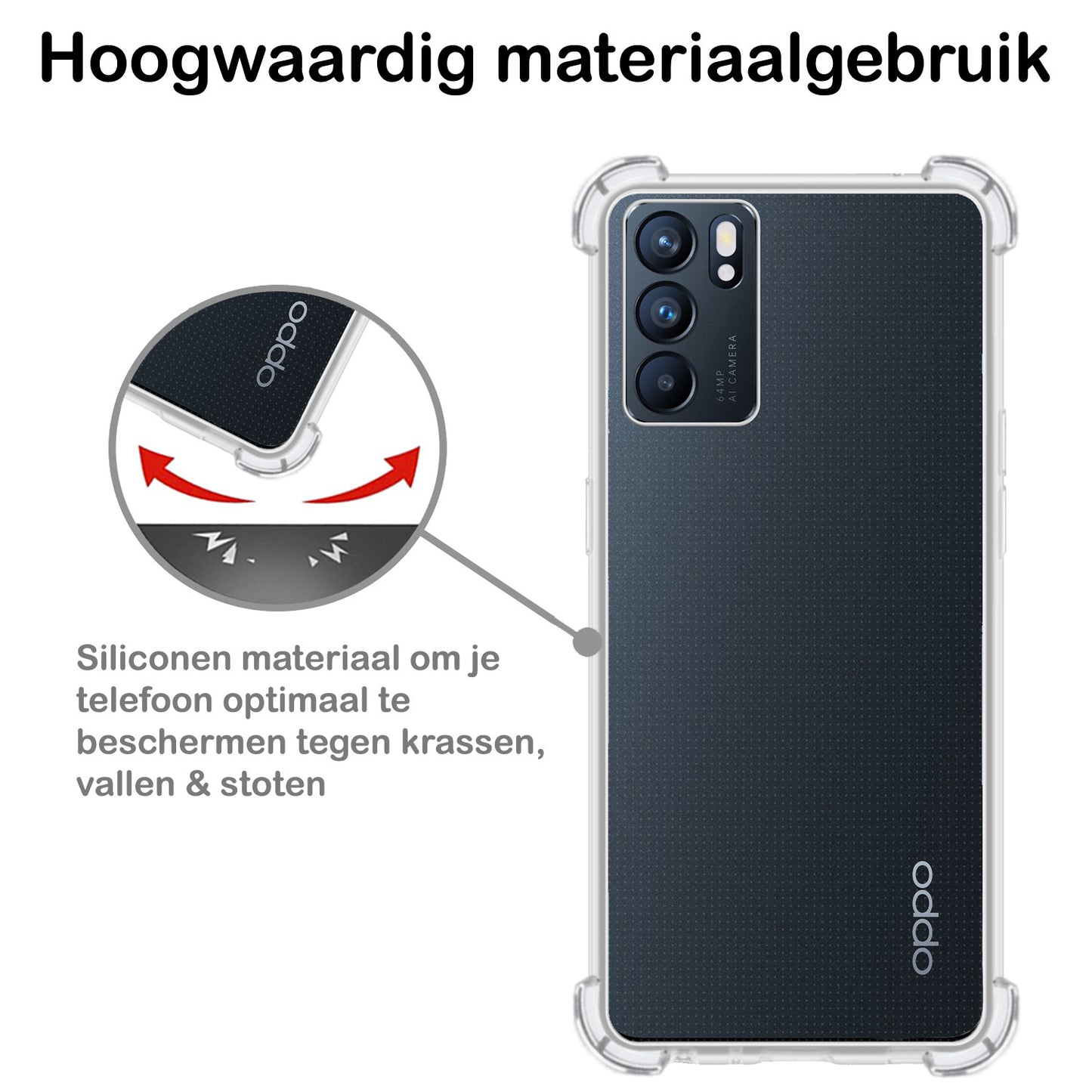 OPPO Reno 6 Hoesje Shock Proof Siliconen - Transparant