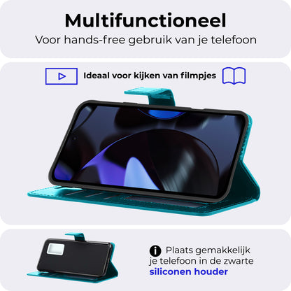 Google Pixel 10 Pro XL Hoesje Bookcase Cover met Kaarthouder - Turquoise