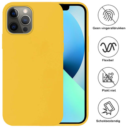 iPhone 14 Pro Hoesje Siliconen Backcover Lichtgewicht - Geel