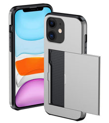 iPhone 11 Hoesje Kaarthouder Hard Case Shockproof - Grijs