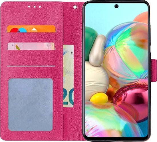 Samsung A71 Hoesje Book Case Kunstleer - Donkerroze