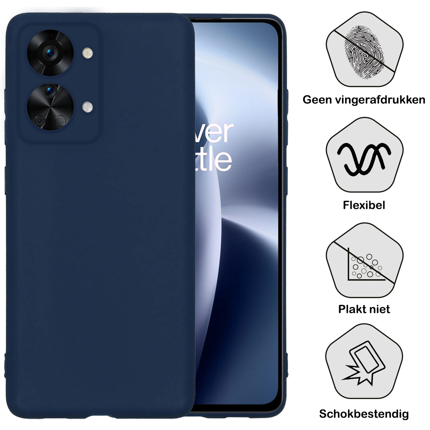 OnePlus Nord 2T Hoesje Siliconen - Donkerblauw