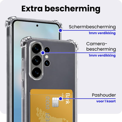 Samsung S26 Ultra Hoesje Kaarthouder Backcover Shockproof - Transparant