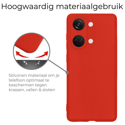 OnePlus Nord 3 Hoesje Siliconen Backcover Lichtgewicht - Rood