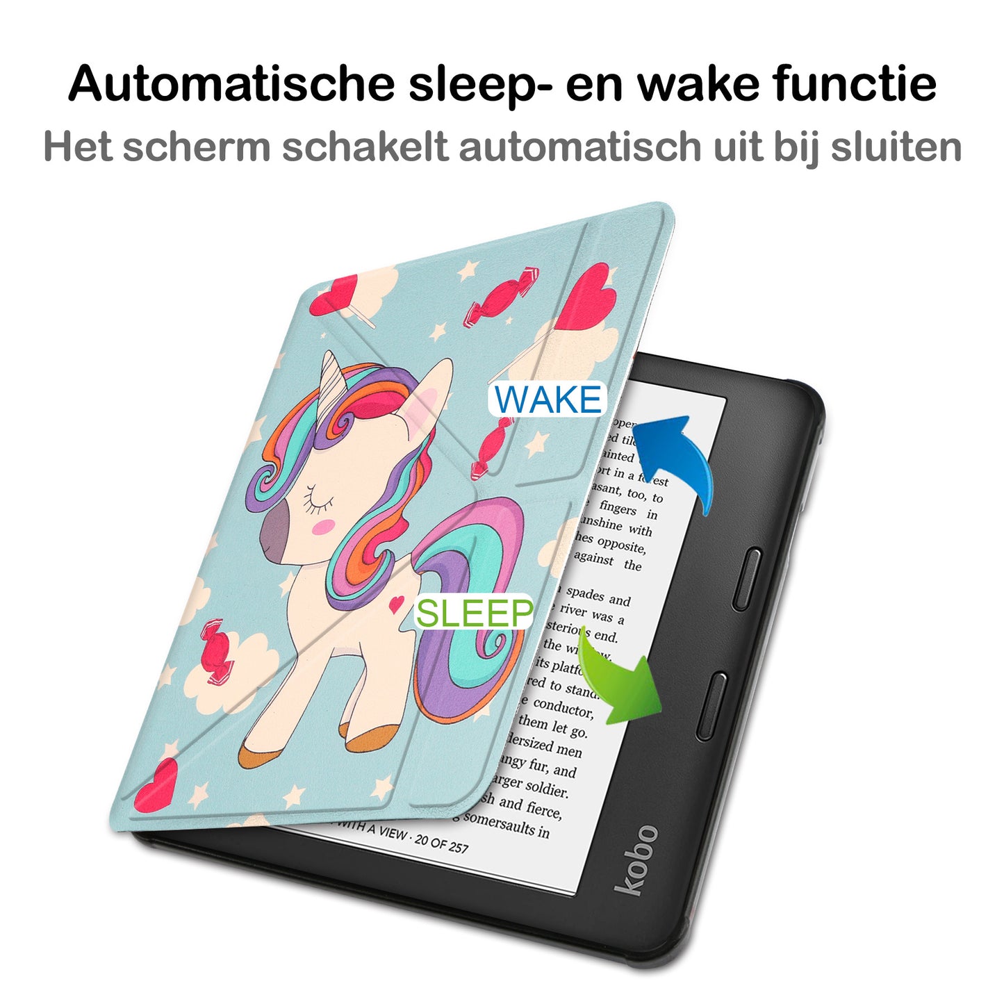 Kobo Libra 2 Trifold Hoesje - Eenhoorn