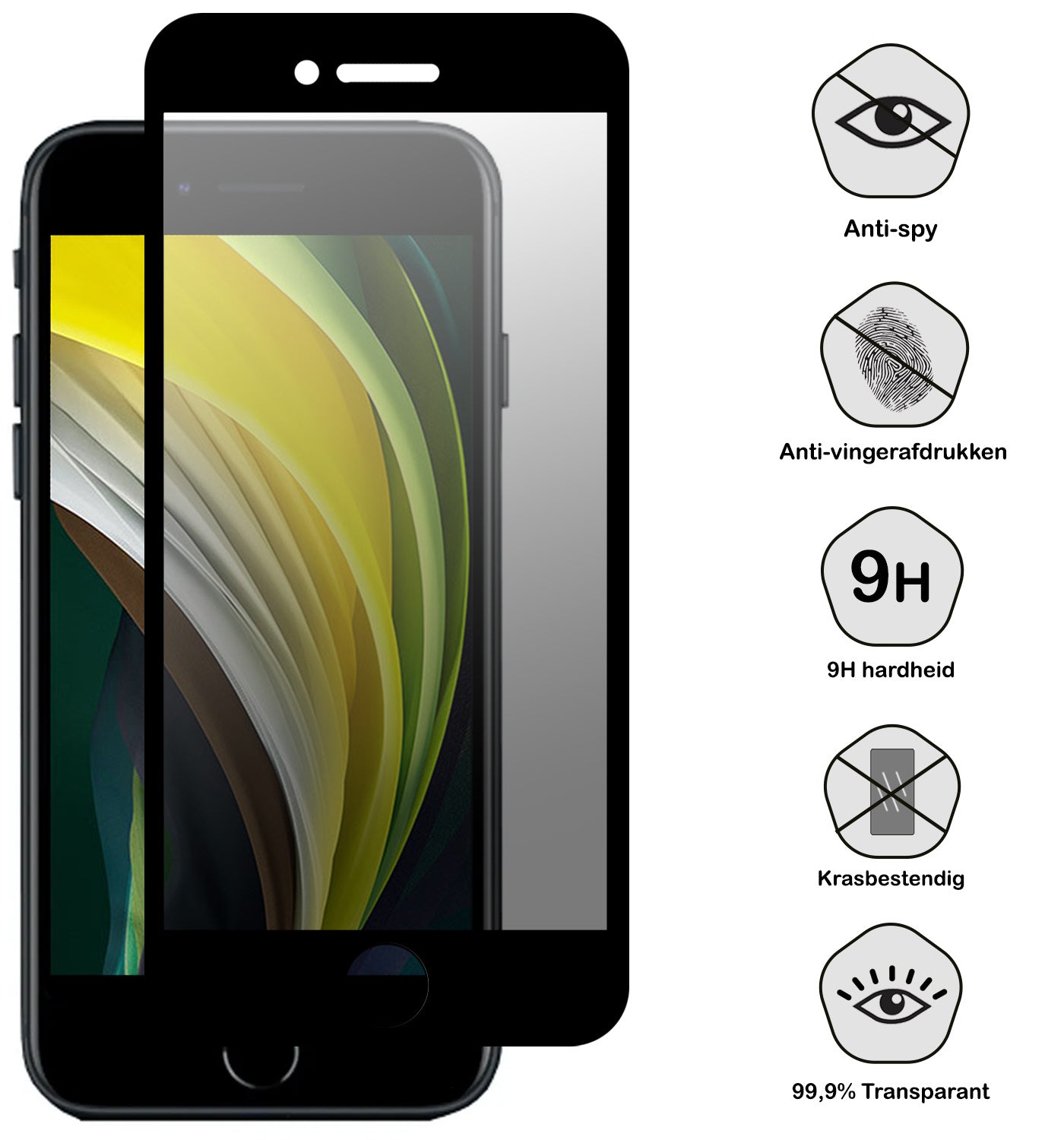 Screenprotector Geschikt voor iPhone 6 Screenprotector Privacy Tempered Glass