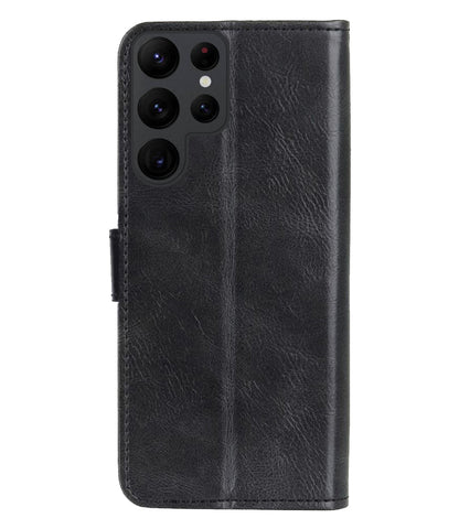 Samsung S23 Ultra Hoesje Bookcase Cover met Kaarthouder - Zwart