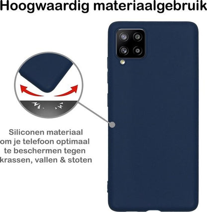 Samsung A12 Hoesje Siliconen Backcover Lichtgewicht - Donkerblauw