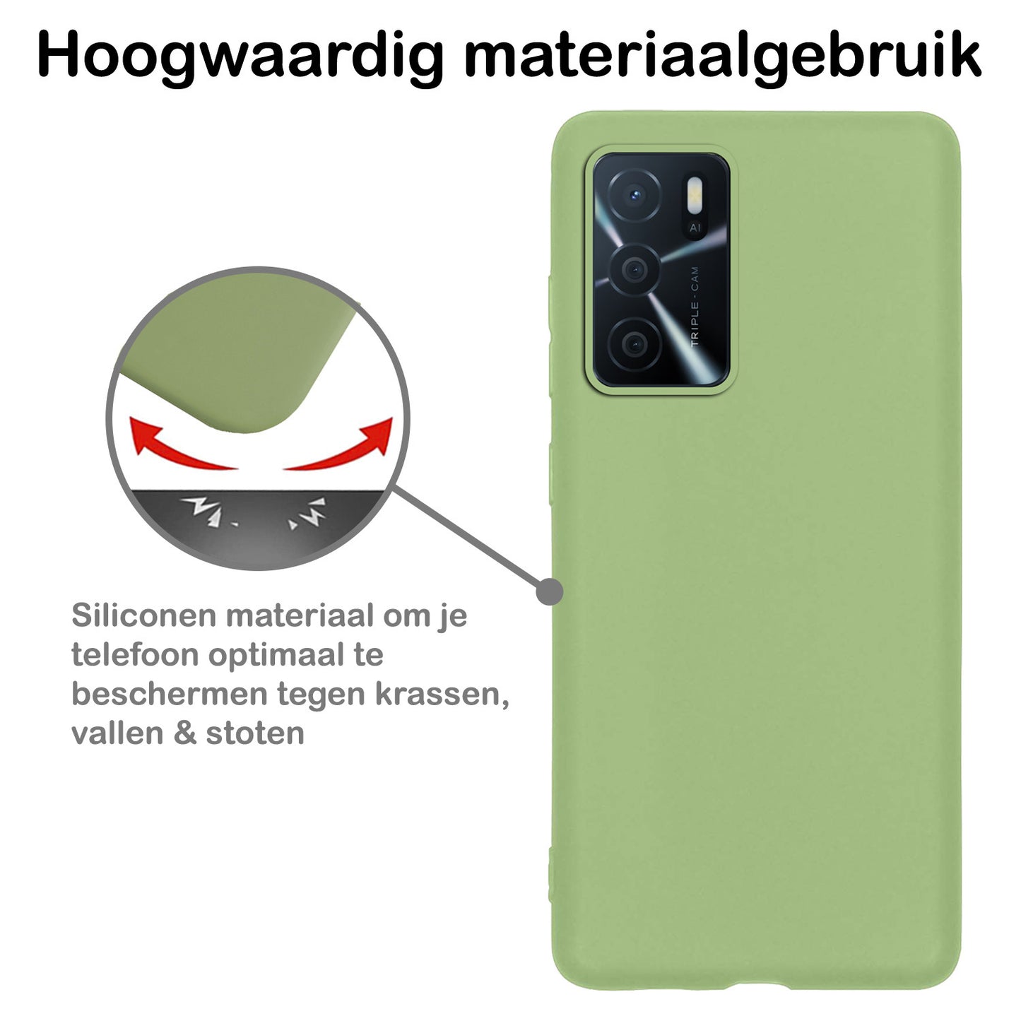 OPPO A16s Hoesje Siliconen - Groen