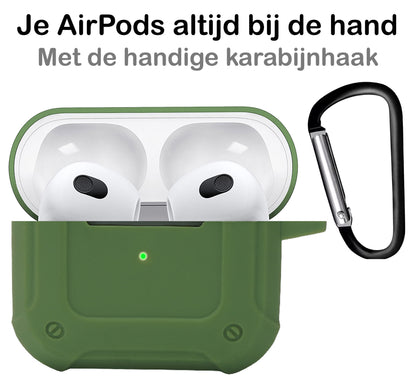 AirPods 3 Hoesje Shock Proof Case Siliconen met Clip - Groen