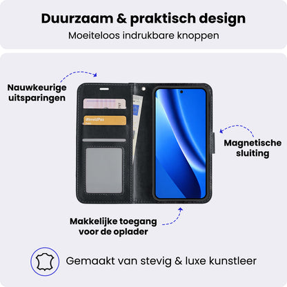 Google Pixel 10a Hoesje Bookcase Cover met Kaarthouder - Zwart