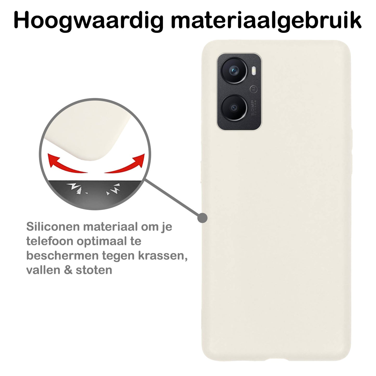 OPPO A76 Hoesje Siliconen - Wit