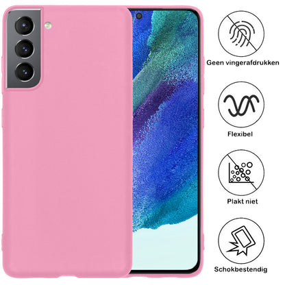 Samsung S21 FE Hoesje Siliconen Backcover Lichtgewicht - Lichtroze