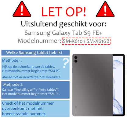 Samsung Galaxy Tab S9 FE Plus Toetsenbord Hoes met Uitneembaar toetsenbord - Zwart
