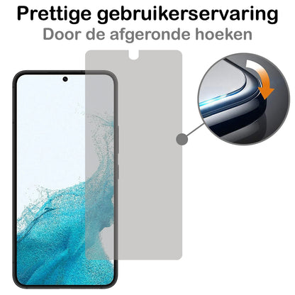 Samsung S22 Plus Screenprotector Privacy Tempered Glass