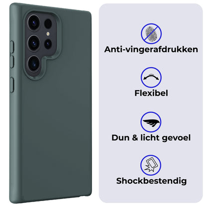 Samsung S24 Ultra Hoesje Siliconen - Donkergroen